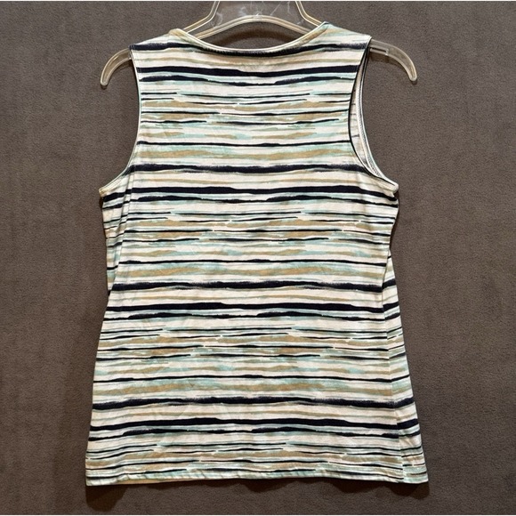 Coral Bay Tank Top Multicolor Geometric Cotton Blend Round Ocean Beachy Comfort - Picture 2 of 7